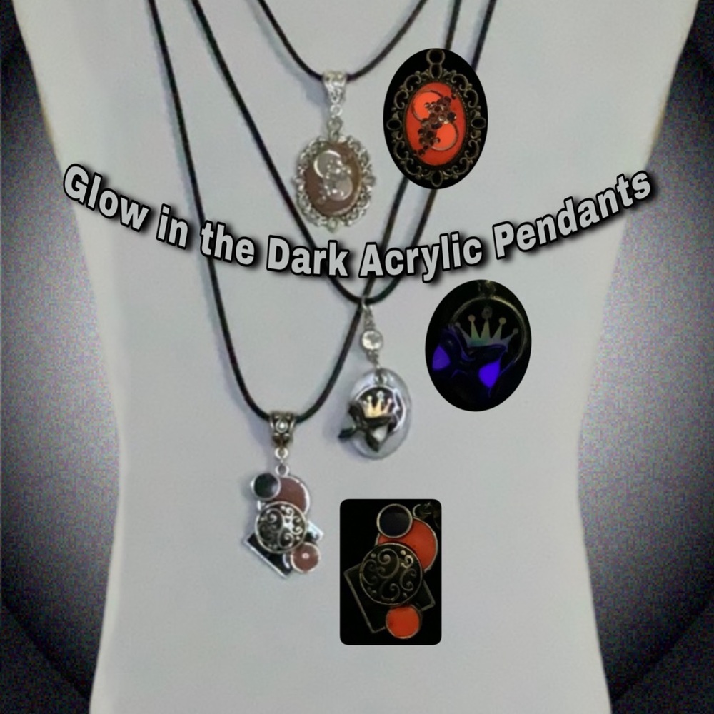 Glow in the Dark Handmade Acrylic Pendants Necklaces-Original Designs